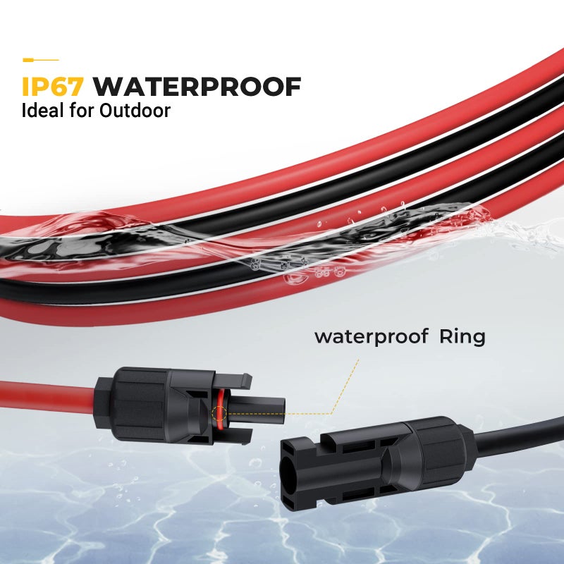BougeRV 20 Feet 10AWG Solar Extension Cable with Female and Male Connector with Extra Pair of Connectors Solar Panel Adaptor Kit Tool (20FT Red + 20FT Black) - Image 4